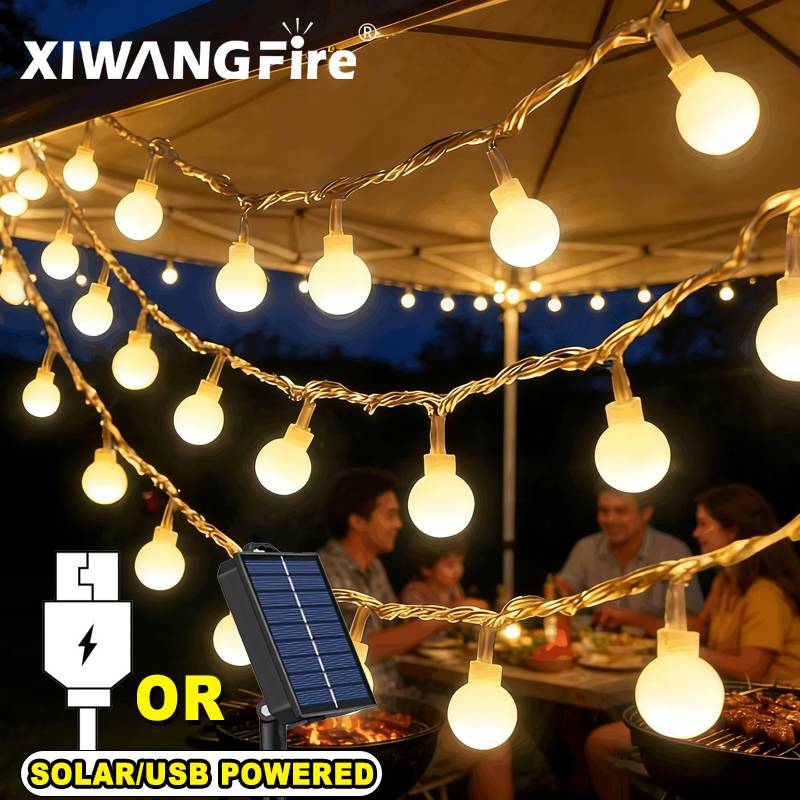 Lighting Decor Living Room - 3-10M ソーラー/USB/バッテリー式ストリングライト、フェアリーグローブボールLED、防水屋外用、クリスマス、結婚式、庭、キャンプ、テントの装飾に