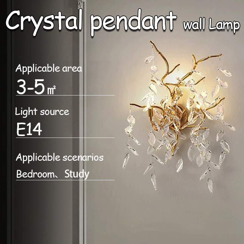 Lighting Decoration On Wall - モダンな枝状クリスタルウォールランプ | 高級寝室用ベッドサイドランプ | INSスタイルのリビングルーム背景照明 |