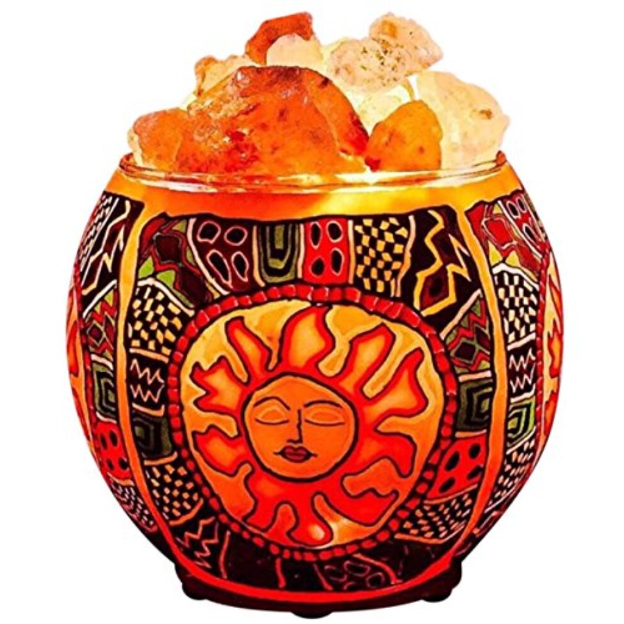 Himalayan Salt Lamp - ヒマラヤ岩塩ランプ、UL規格の調光コード付き、手作りの職人技による塩結晶入りボウル、アロマセラピー用塩ランプなど