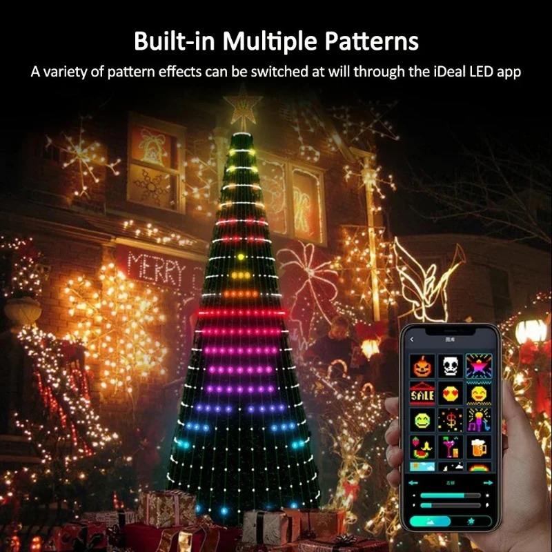 Lighting Tree Decor - クリスマススターツリーライトRGB LED、Bluetoothアプリ制御のフェアリーライト、リモコンタイマー付き、クリスマスホームデコレーション用