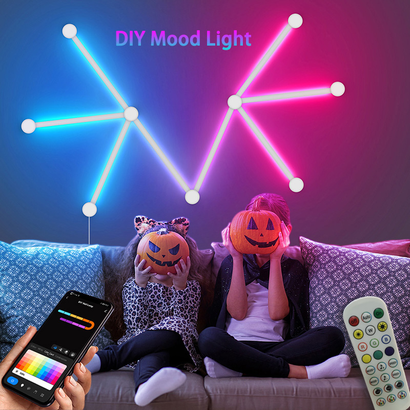 Led Lighting Wall Decor - スマートRGBウォールランプ、Bluetoothアプリ接続LEDライトバー（音楽パーティー用）、DIYテレビバックライト、寝室ゲーム用雰囲気装飾