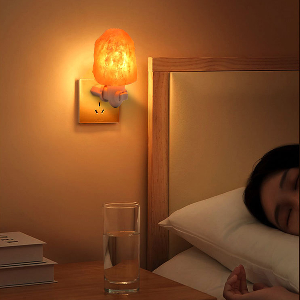 Himalayan Salt Lamp - D5 LEDソルトナイトライト、ヒマラヤ岩塩ランプ、ベッドサイドナイトライト、ホームデコレーション、空気清浄機能付き、プラグ付き、マイナスイオン発生、EU/US/UK/AUプラグ対応