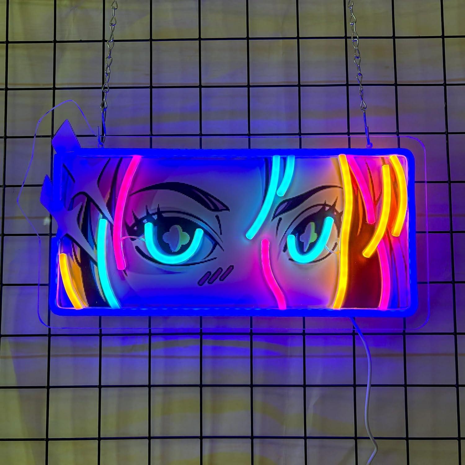 Led Lighting Wall Decor - 情熱的な瞳のネオンサインUSB調光LEDライト、男性用カバーバー、ガレージ、ゲームルーム、ゴシック風壁飾り、誕生日、ホリデーギフトに