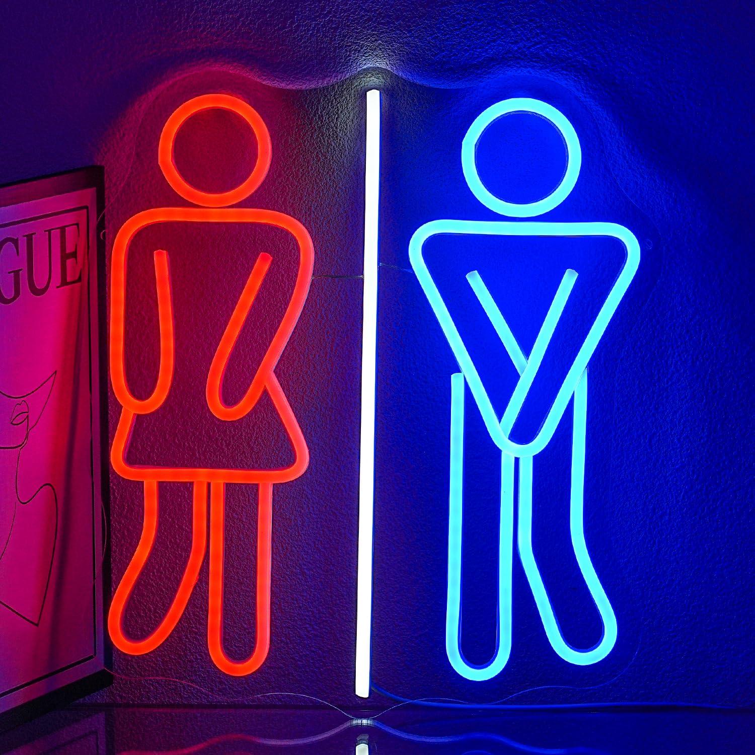 Office Lighting Decor - トイレのネオンサイン、トイレ、USB調光可能なLEDライト、バスルーム、洗面所、寝室、バー、クラブ、オフィス、マーケット、モール、壁の装飾用