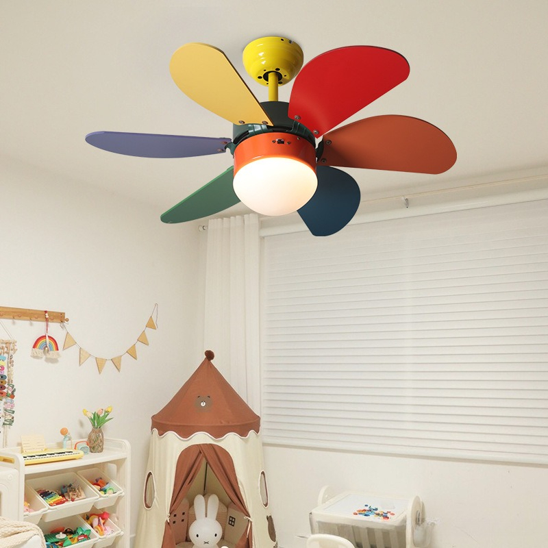 Lighting Decoration On Wall - 子供部屋用シーリングファンランプ、寝室用モダンでシンプルな電気ファンペンダントライト、家庭装飾用室内照明