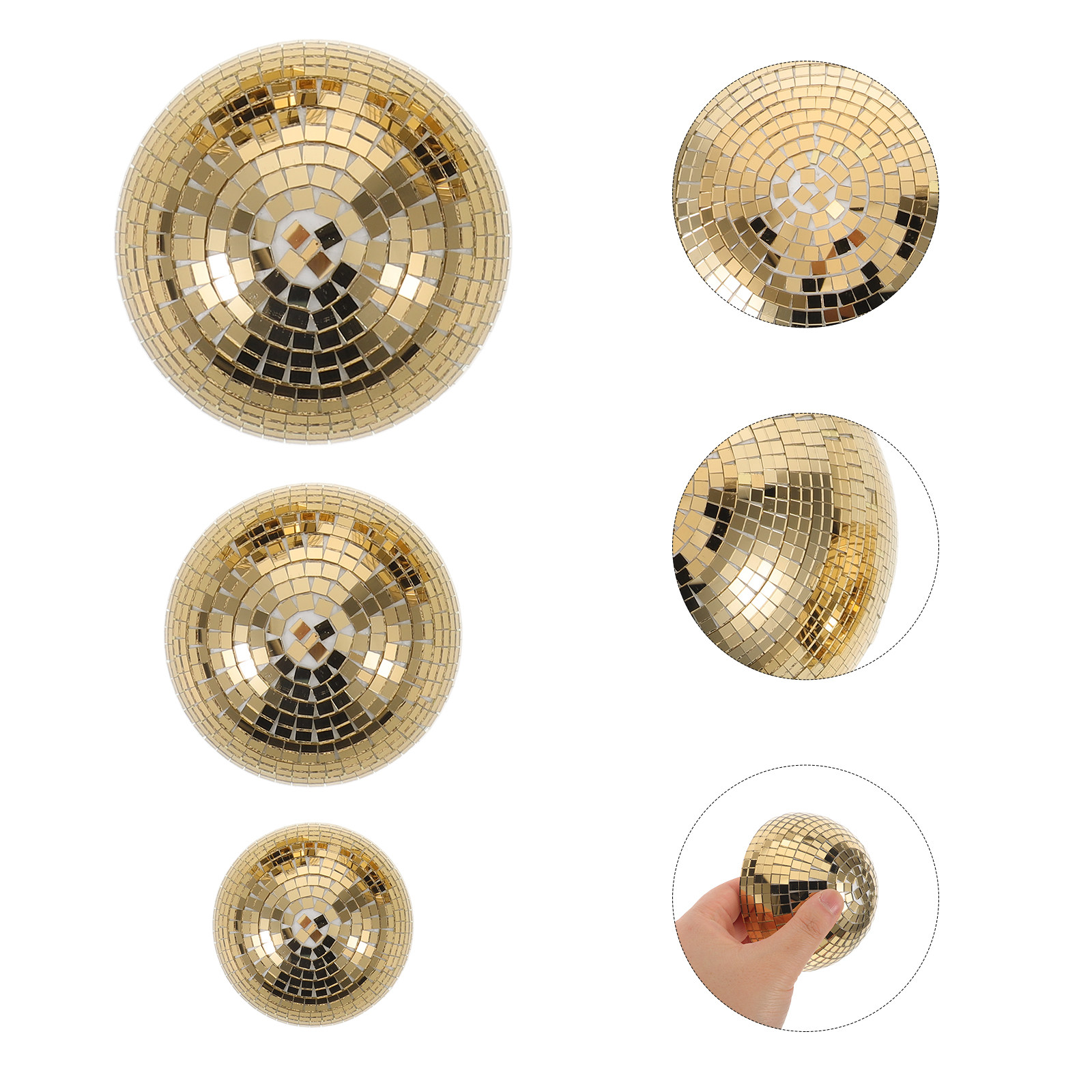 Disco Ball Mirror - 3個入り反射鏡ガラスディスコボール 半球形 7.68×5.91×3.86インチ 接着剤付き 壁飾り ディスコボールデコレーション