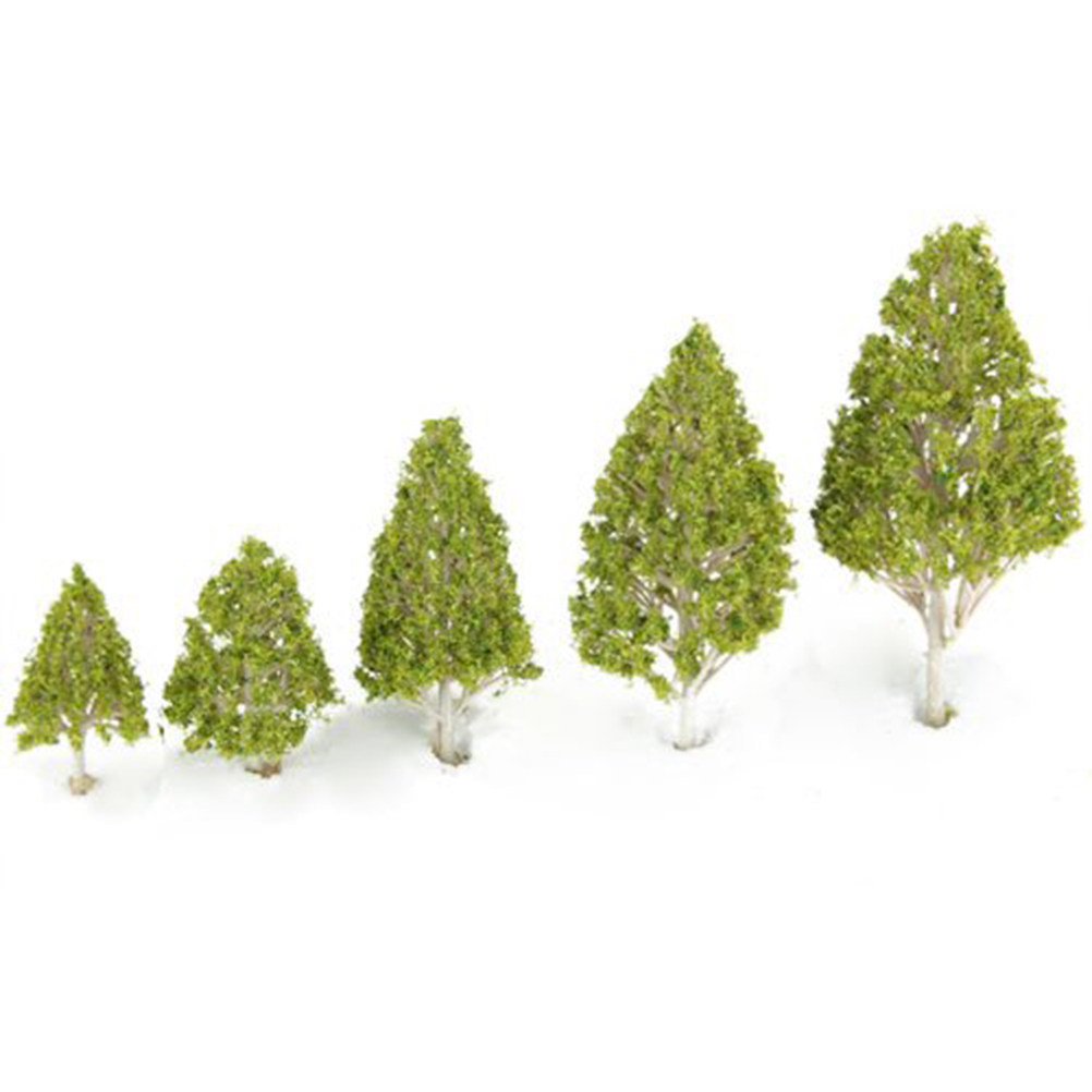 Lighting Decor Living Room - 5個入り装飾用ホワイトポプラの木、ライトグリーンの葉、プラスチックセメント製、景観装飾、家の机、リビングルーム、キッチン用、ノベルティミニ