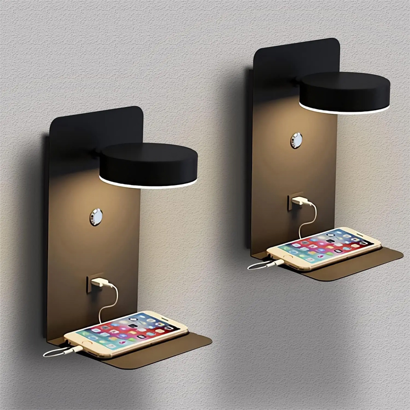 Lighting Decoration On Wall - USB充電器付きのモダンなLEDウォールライト,屋内照明,リビングルームの装飾,スイッチ付きパネル ミラー ウォールライト 照明 壁 アート
