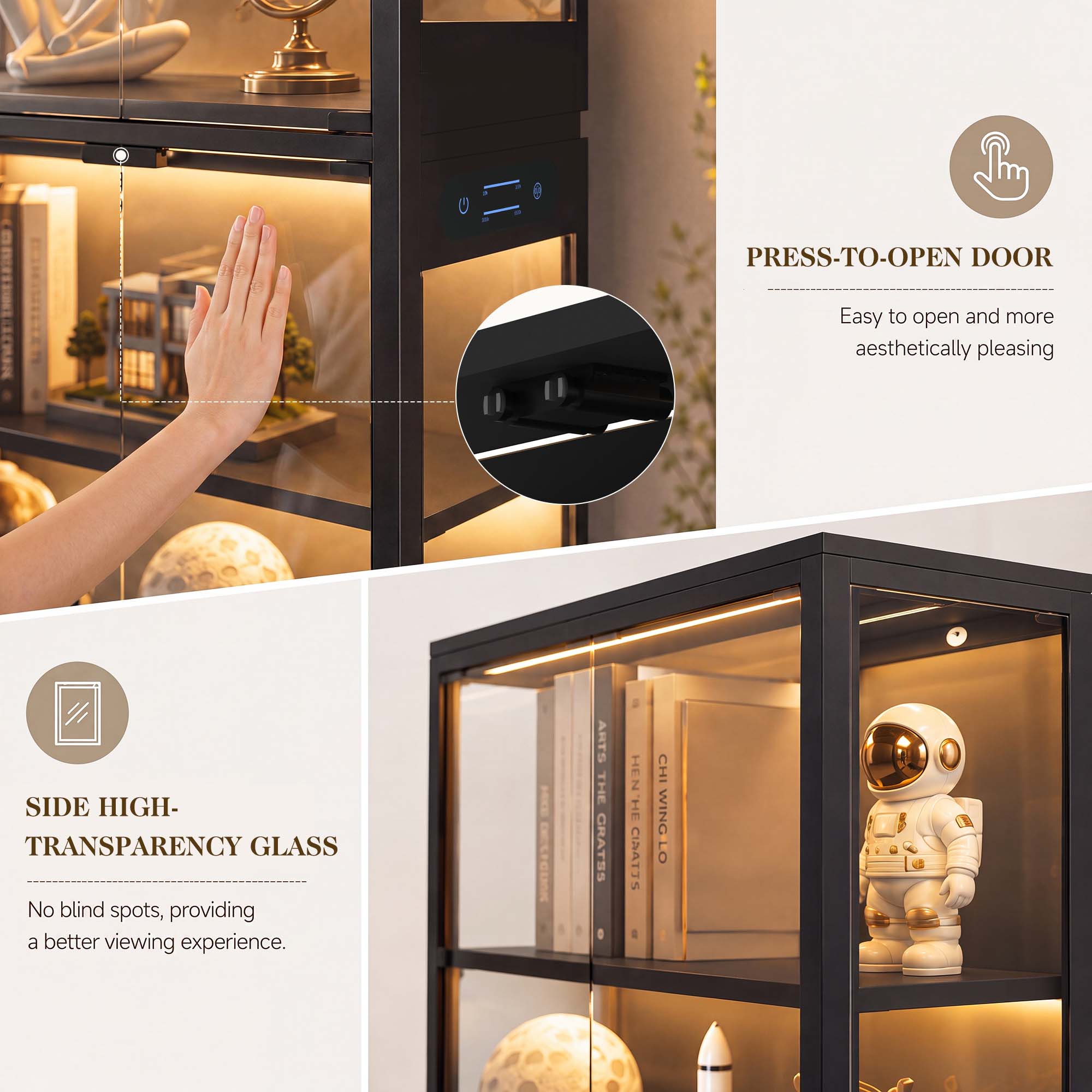TCGBKAF 5段ディスプレイキャビネット、ガラス扉、モー - Office Lighting Decor のレビューと価格