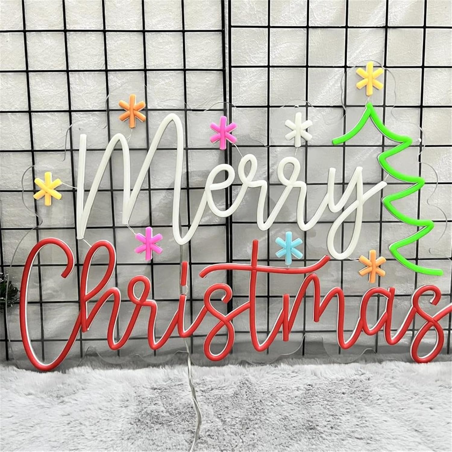 メリークリスマス ネオンサイン カラフルな星とツリー LED - Wall Decor Lighting Tree のレビューと価格