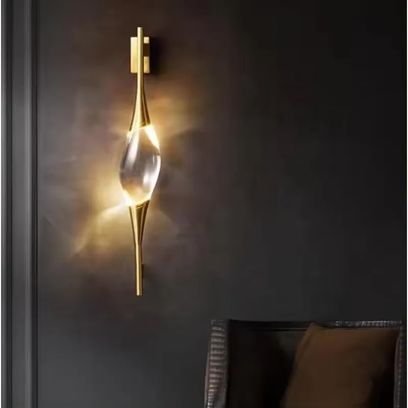新デザイン モダン フル銅製 ゴールドクリスタル LED ウ - Led Lighting Wall Decor のレビューと価格