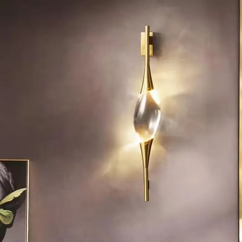 新デザイン モダン フル銅製 ゴールドクリスタル LED ウ - Led Lighting Wall Decor のレビューと価格