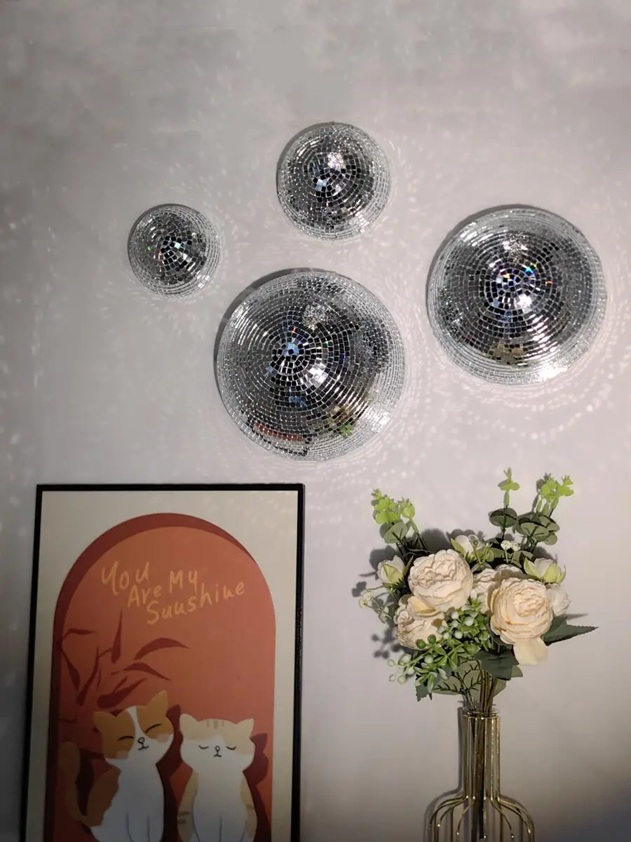新しいウォールディスコボールミラーデザインメタリックホームデ - Disco Ball Mirror のレビューと価格