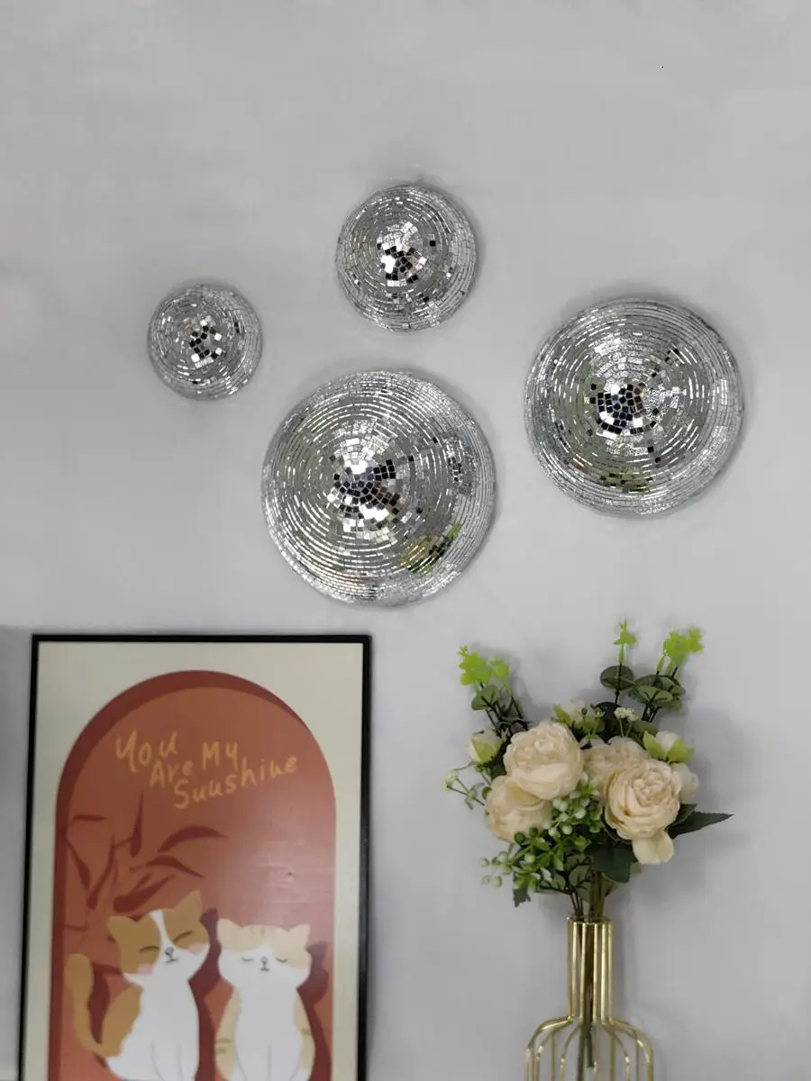 新しいウォールディスコボールミラーデザインメタリックホームデ - Disco Ball Mirror のレビューと価格