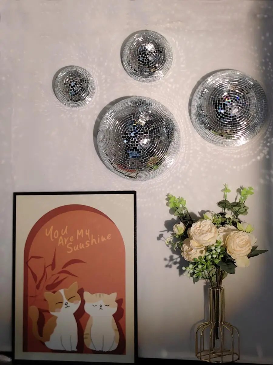 新しいウォールディスコボールミラーデザインメタリックホームデ - Disco Ball Mirror のレビューと価格
