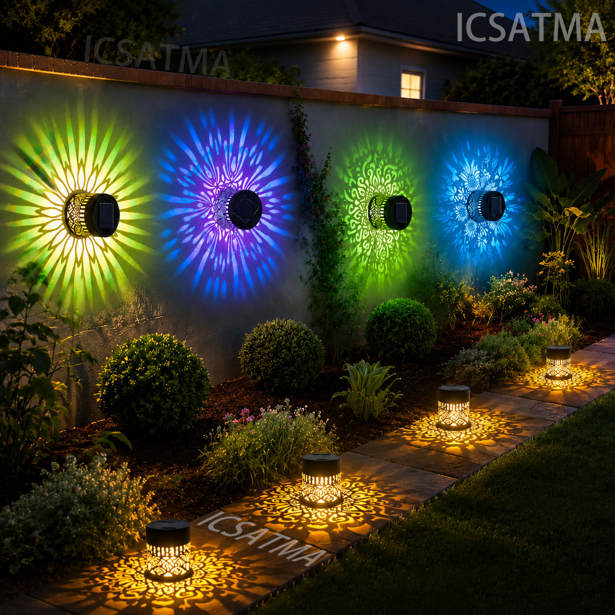 ソーラーマンダラウォールライト LED ガーデンフェンスライ - Lighting Decoration On Wall のレビューと価格