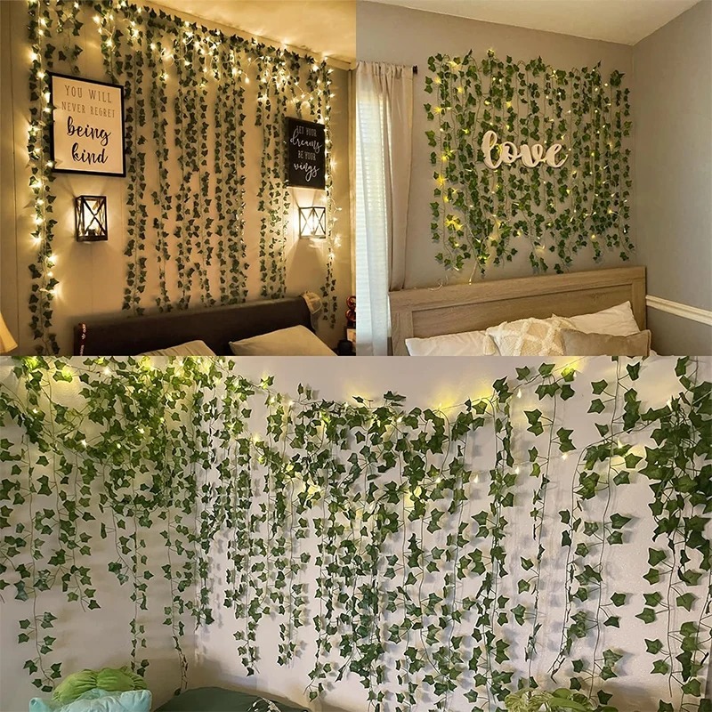 人工緑のツタの葉の花輪,吊り下げられた植物,部屋,庭,オフィ - Wall Decor Lighting Tree のレビューと価格