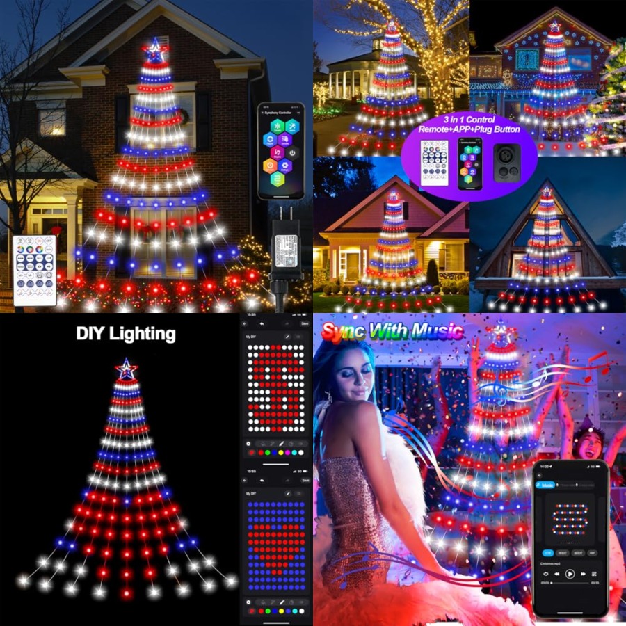 スマートな独立記念日デコレーションライト、18フィートLED - Lighting Tree Decor のレビューと価格