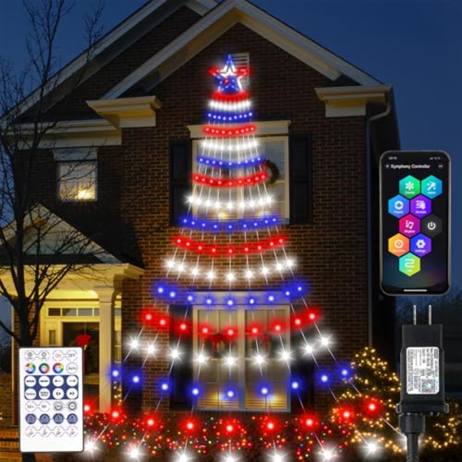 スマートな独立記念日デコレーションライト、18フィートLED - Lighting Tree Decor のレビューと価格