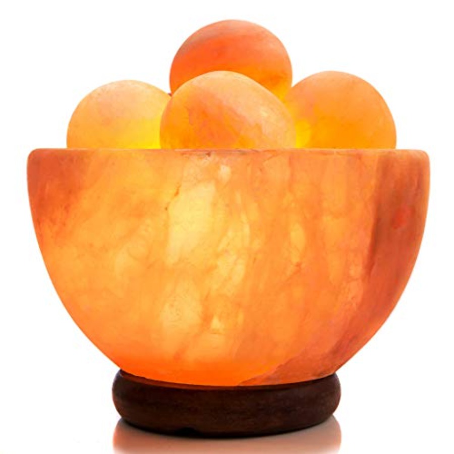 ヒマラヤ岩塩ランプ、ヒマラヤボール6個付き、調光可能なピンク - Himalayan Salt Lamp のレビューと価格