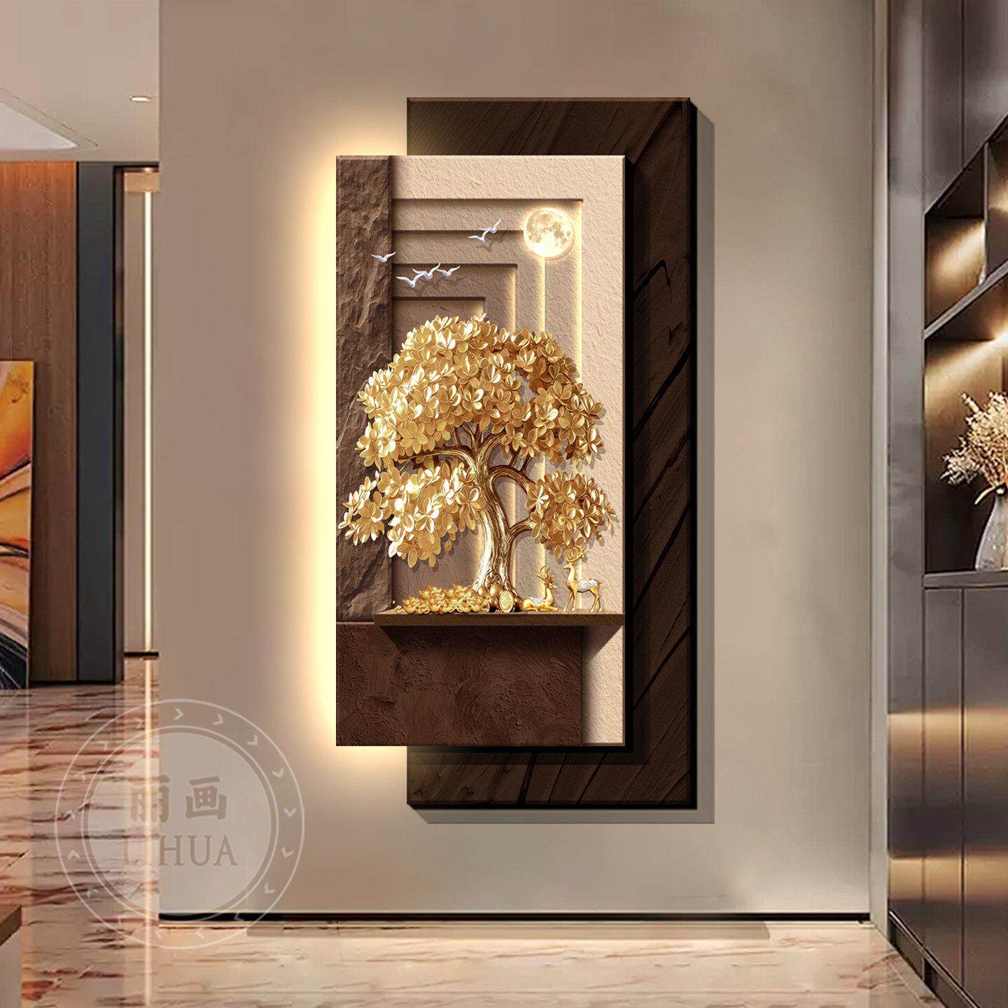 玄関の装飾画、金運を呼び込む木、廊下の吊り下げ絵画、そして照 - Wall Decor Lighting Tree のレビューと価格