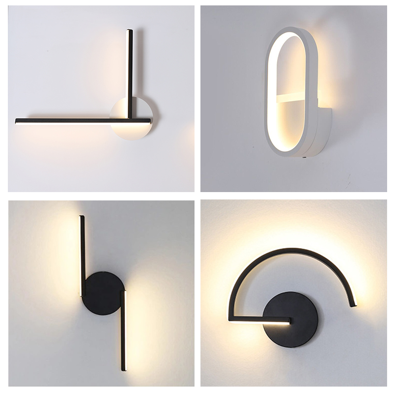 モダンな北欧LEDウォールランプ、ミニマリストブラック幾何学 - Lighting Decor Living Room のレビューと価格