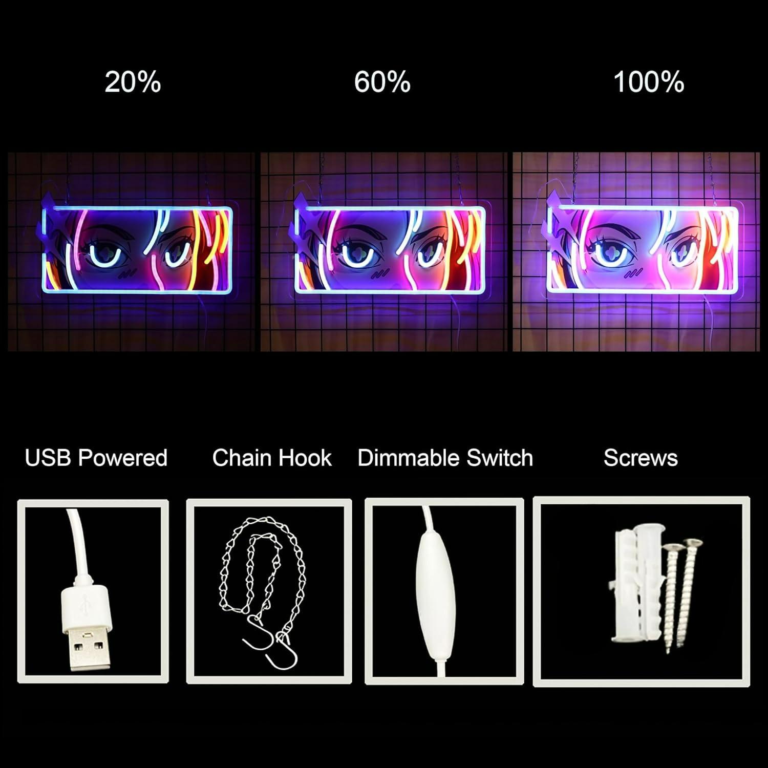 情熱的な瞳のネオンサインUSB調光LEDライト、男性用カバー - Led Lighting Wall Decor のレビューと価格