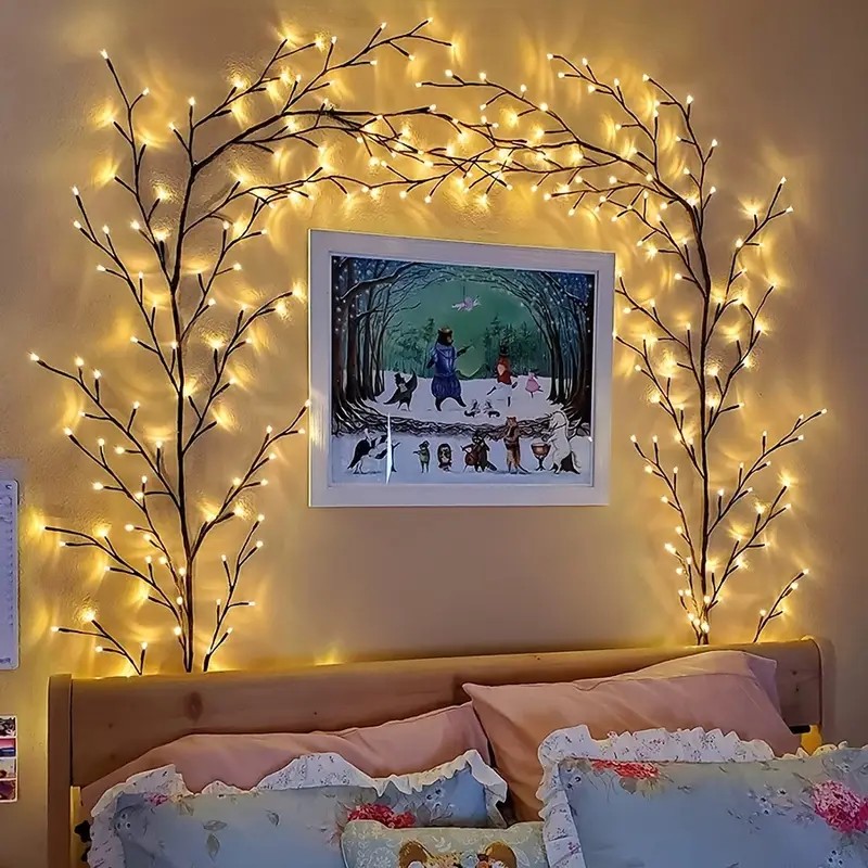 144 LED ストリングライト ツリーブランチランプ 寝室 - Wall Decor Lighting Tree のレビューと価格