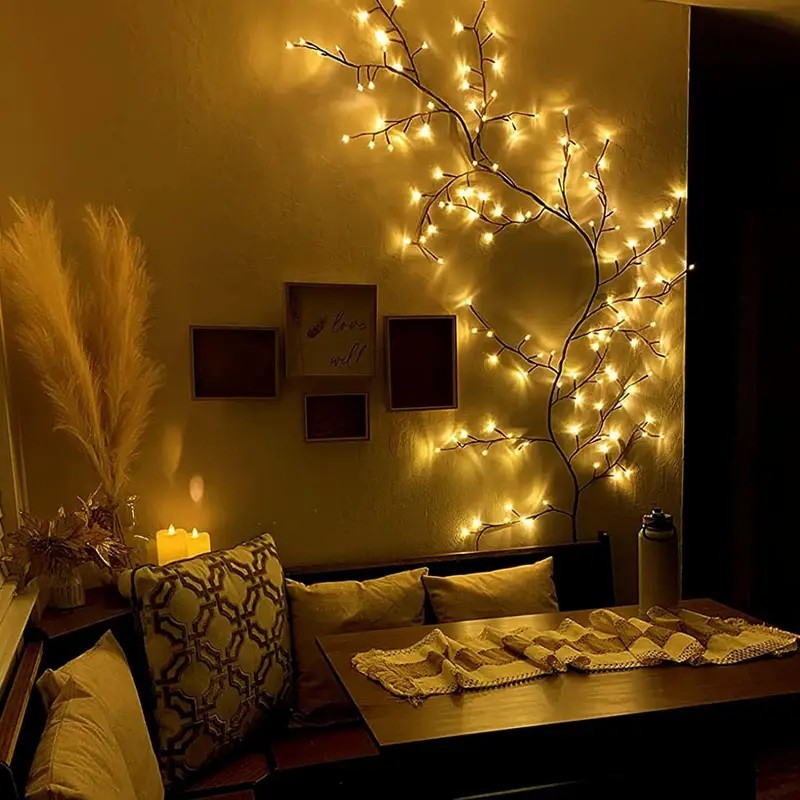 144 LED ストリングライト ツリーブランチランプ 寝室 - Wall Decor Lighting Tree のレビューと価格