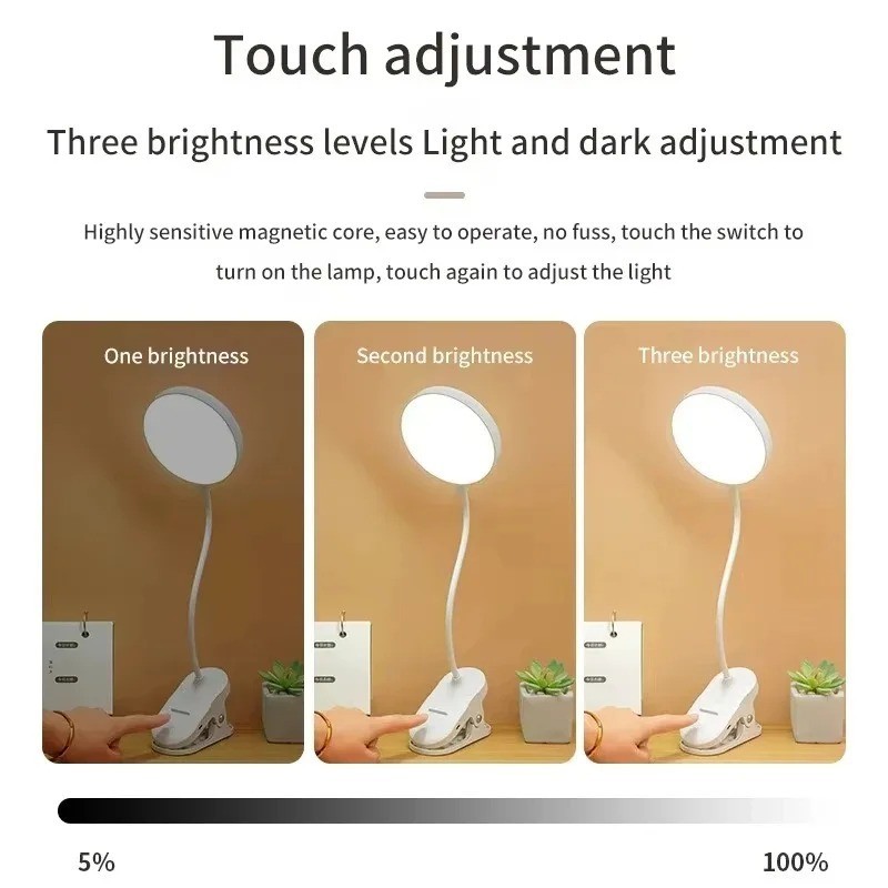 ポータブルUSB充電式クリップオンデスクランプ3色温度調節可 - Office Lighting Decor のレビューと価格