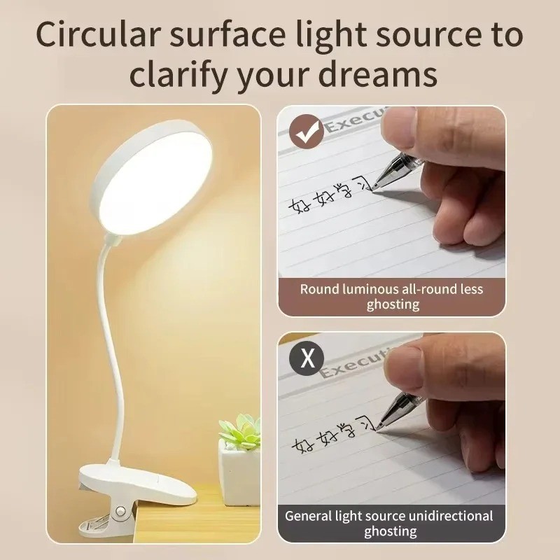 ポータブルUSB充電式クリップオンデスクランプ3色温度調節可 - Office Lighting Decor のレビューと価格