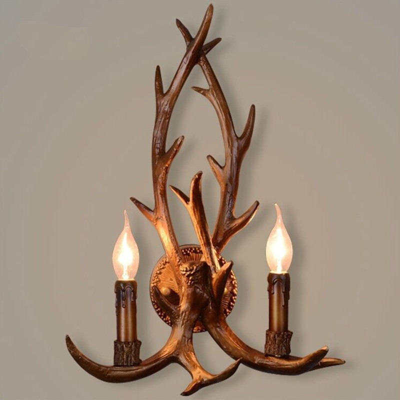 木製感樹脂装飾LEDウォールライトランプ、鹿の角型レトロホワ - Wall Decor Lighting Tree のレビューと価格