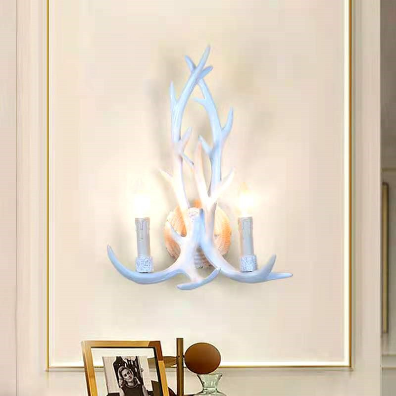 木製感樹脂装飾LEDウォールライトランプ、鹿の角型レトロホワ - Wall Decor Lighting Tree のレビューと価格