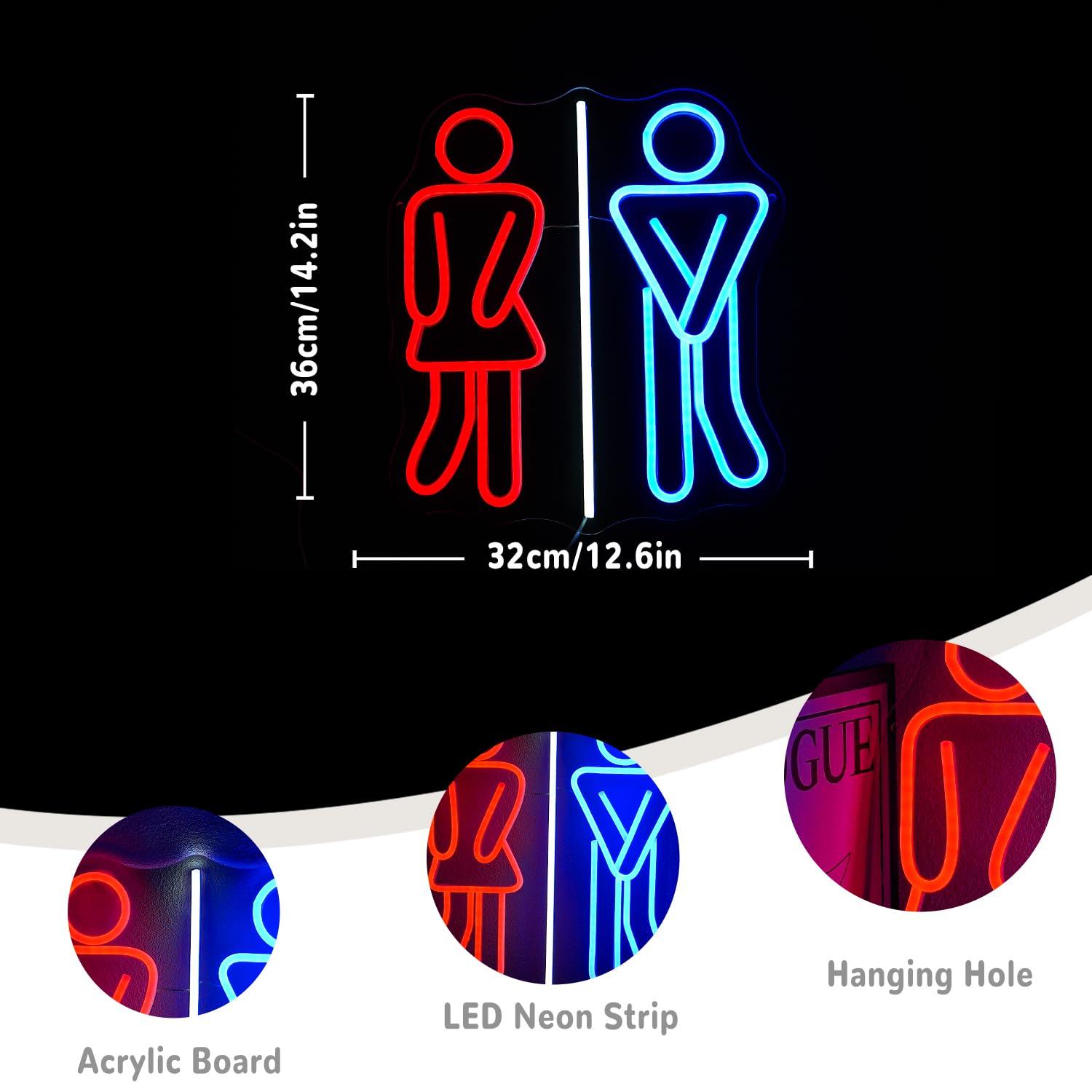 トイレのネオンサイン、トイレ、USB調光可能なLEDライト、 - Office Lighting Decor のレビューと価格