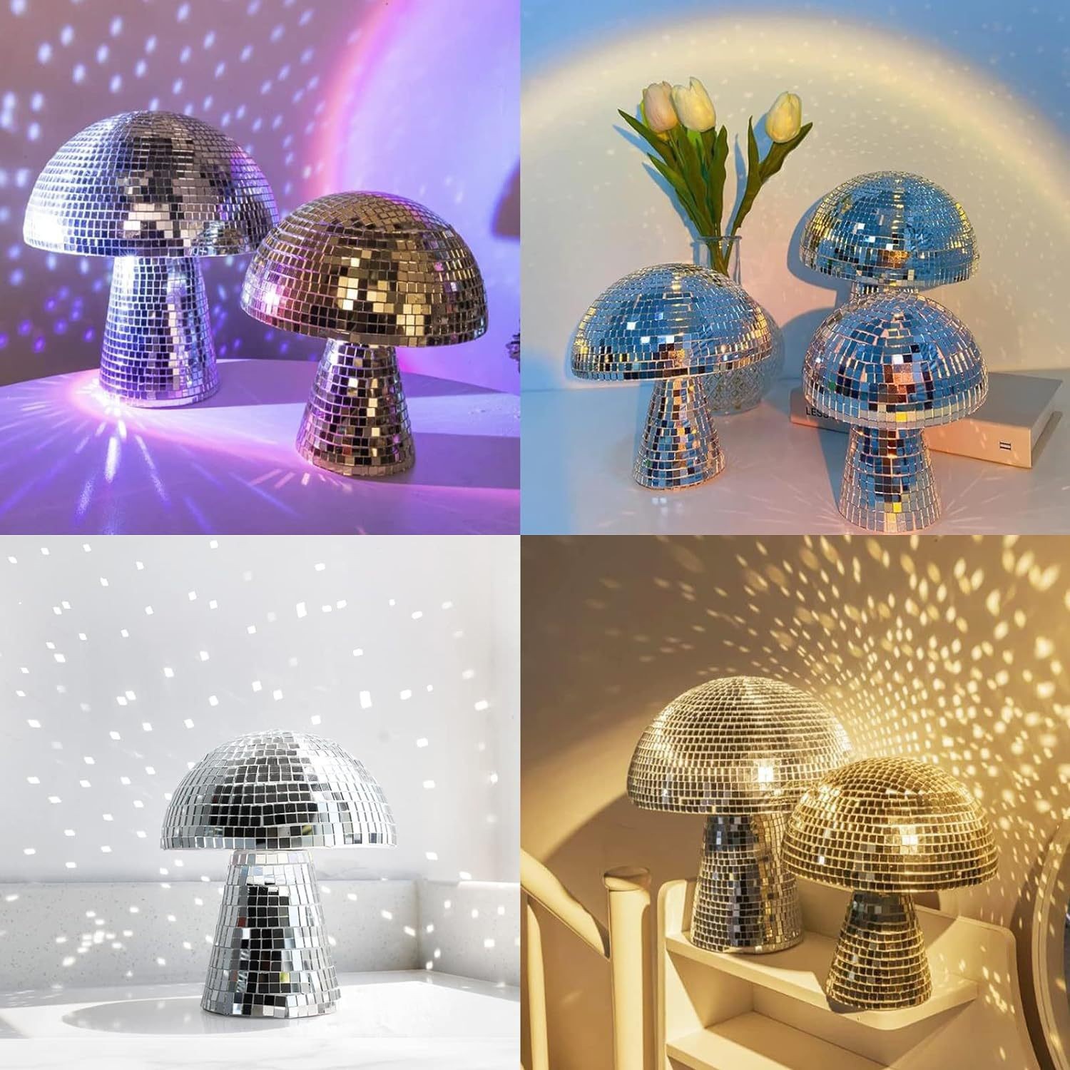 マッシュルームディスコボールミラーガラスタイルホリデーデコレ - Disco Ball Mirror のレビューと価格