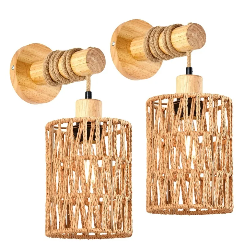 麻ロープデザインベッドヘッドウォールランプ円筒形ウォールライ - Lighting Decoration On Wall のレビューと価格