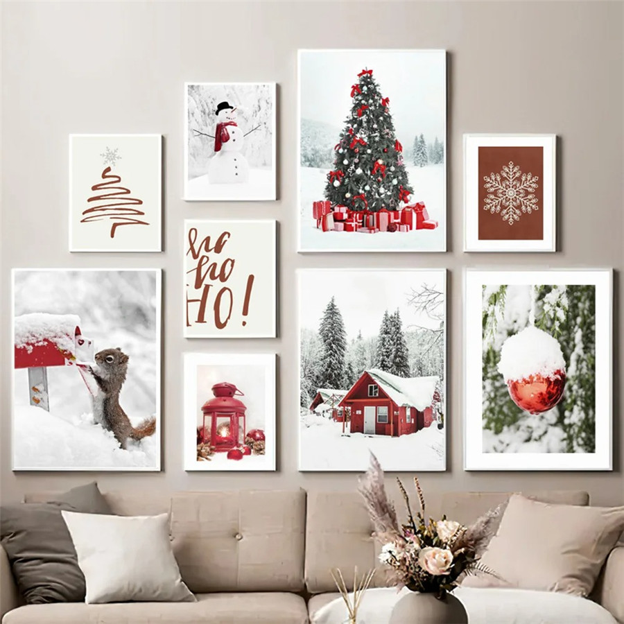 ヴィンテージポスターとプリントクリスマスツリーウォールアート - Wall Decor Lighting Tree のレビューと価格