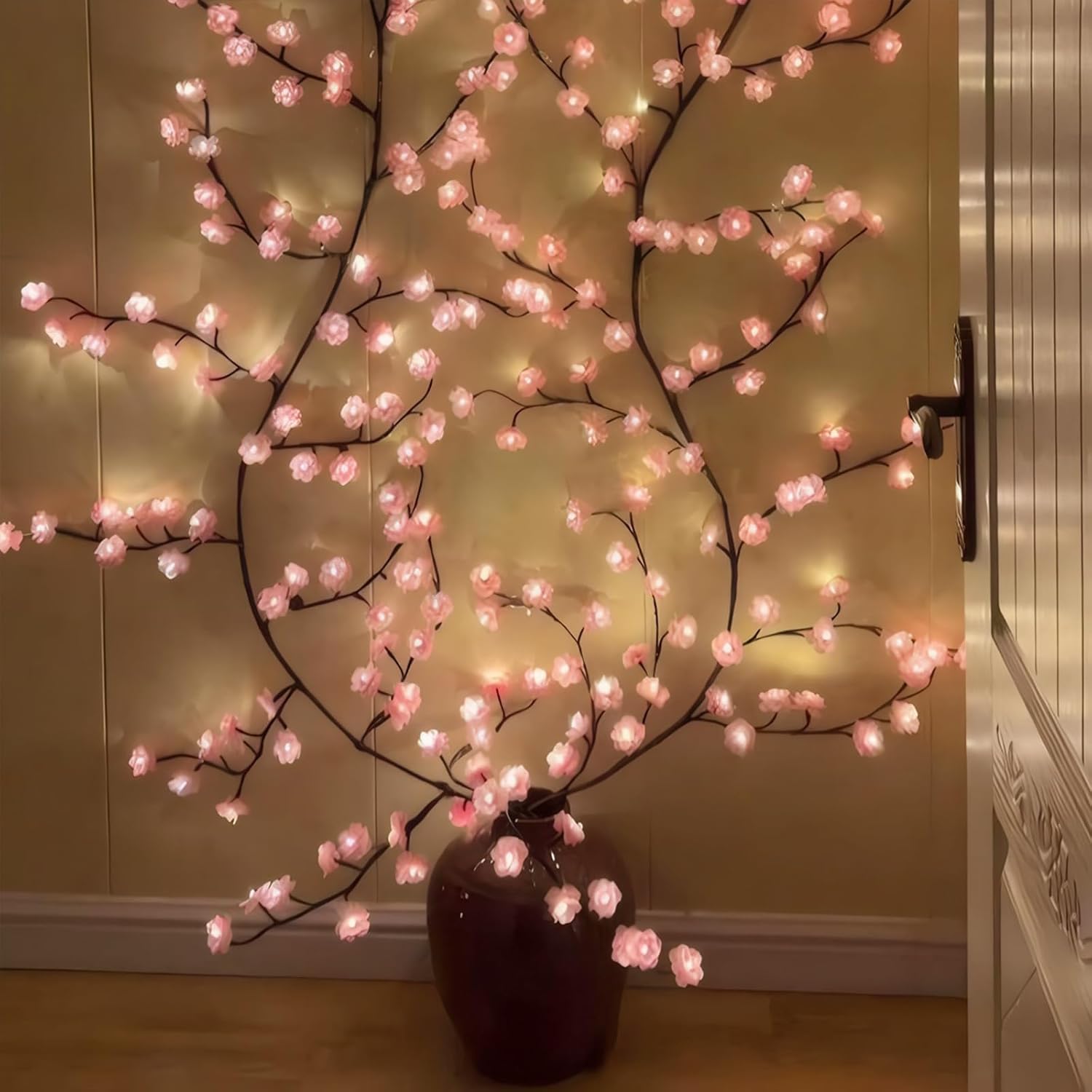 桜の枝の装飾ガーランド、クリスマス、室内、家の壁、ドア、桜の - Wall Decor Lighting Tree のレビューと価格