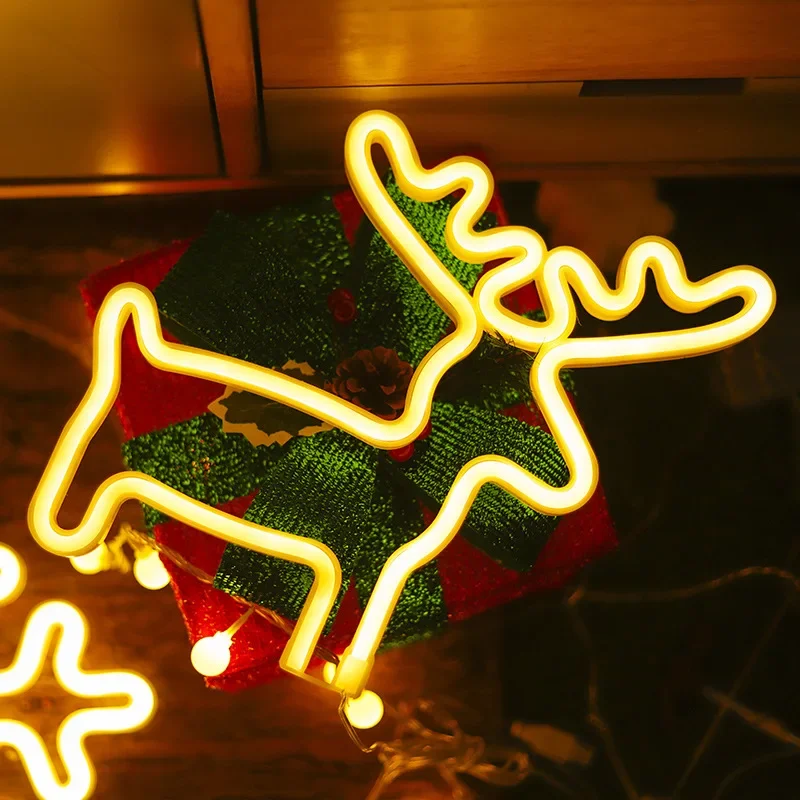 ネオンサイン,クリスマスツリー,スノーフレーク,エルク,装飾 - Wall Decor Lighting Tree のレビューと価格