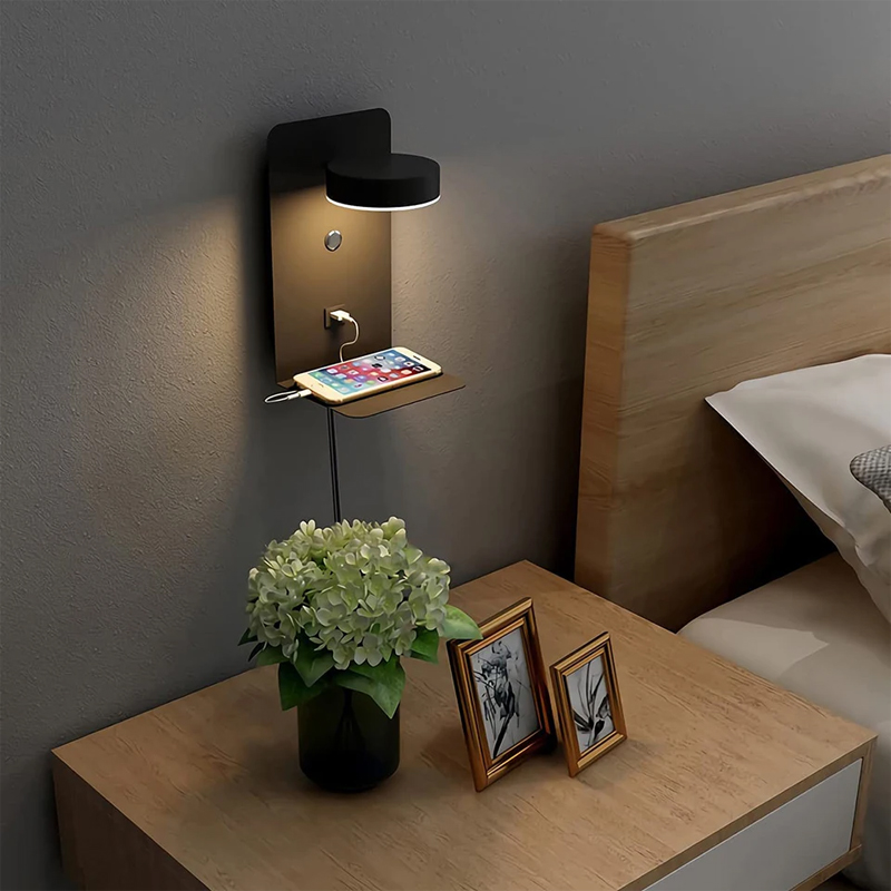 USB充電器付きのモダンなLEDウォールライト,屋内照明,リ - Lighting Decoration On Wall のレビューと価格