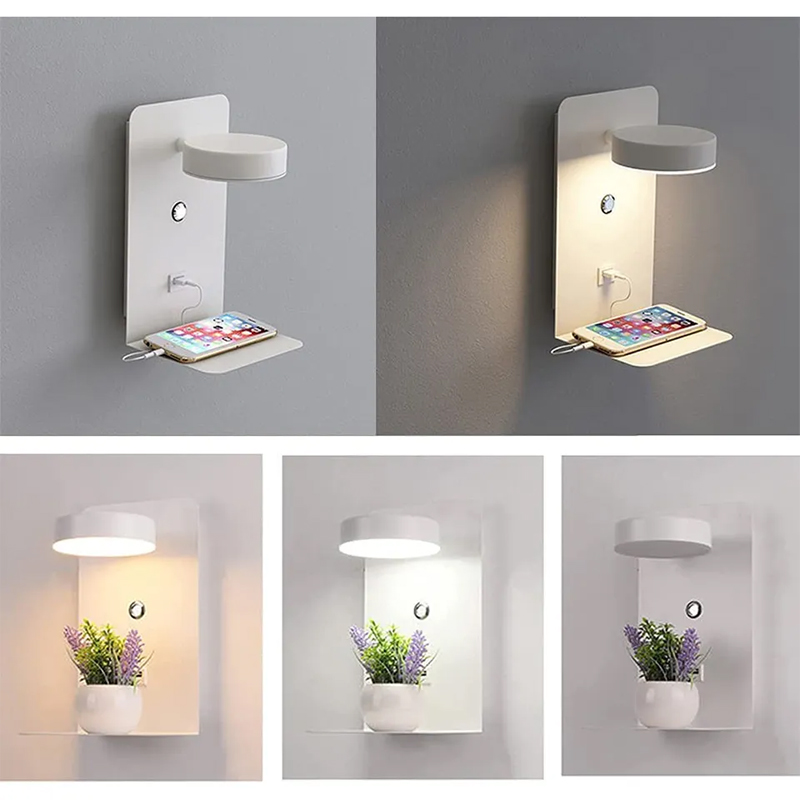 USB充電器付きのモダンなLEDウォールライト,屋内照明,リ - Lighting Decoration On Wall のレビューと価格
