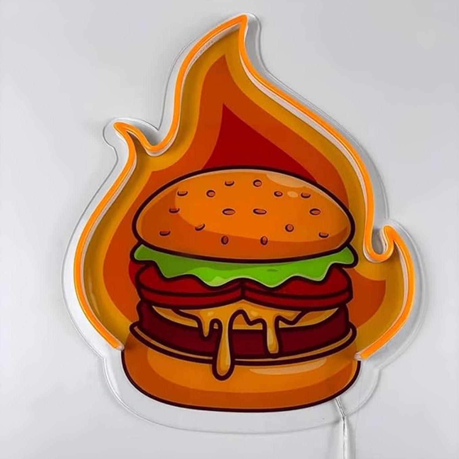 バーガーネオンサインLEDハンバーガーウォールライト、レスト - Led Lighting Wall Decor のレビューと価格